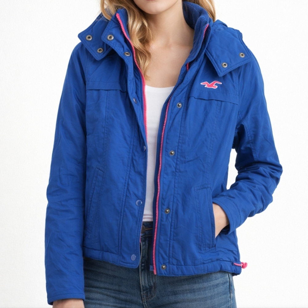 Hollister California Blue Hot pink Hooded Jacket Size XS